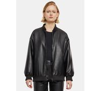 Lederjacke URBAN CLASSICS "Urban Classics Ladies Synthetic Leather Bomber Jacket", Damen, Gr. M, schwarz, 100% Viskose, unifarben, klassisch, normal, amerikanischer Ausschnitt, Langarm, Jacken (570991