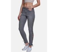 Urban Classics Damen Hose Ladies Denim Lace Up Skinny Pants Grey-28