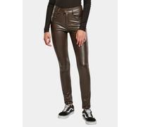 Urban Classics Ladies Mid Waist Synthetic Leather Pants in Gr. 28 in Braun