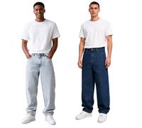 Moderne URBAN CLASSICS Herren Baggy Jeans aus Baumwolle – Weit geschnittene Denim Hose in Hellblau oder Dunkelblau 34