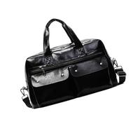 Moderne Workout-Reisetasche, geräumiger Innenraum, mehrere Aufbewahrungsfächer, praktische PU-Konstruktion, bequemer Schultergurt, wasserabweisend, Turnbeutel für den Außenbereich, Schwarz , Mass