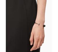 Moderner Calvin Klein Damen Armreif Edelstahl-Armband mit schwarzer Kugel und silberfarbener Metallscheibe Arm-Schmuck KJ9RMF0401 Silber XS