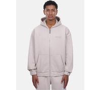 Kapuzenpullover DROPSIZE "Dropsize SUPER HEAVY OVERSIZED HD-PRINT ZIP-HOODIE V2", Herren, Gr. L, beige (pumice stone), 70% Baumwolle, 30% Polyester, mehrfarbig, oversize, ohne Ausschnitt, Pullover Kap