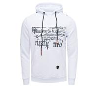 Kapuzensweatshirt RUSTY NEAL, Herren, Gr. S, weiß, 70% Baumwolle, 30% Polyester, bedruckt, meliert, normal, ohne Ausschnitt, Sweatshirts, mit plakativem Frontprint (42504213-S) weiß