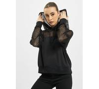 moderner URBAN CLASSICS Damen Hoodie Stretch Rippbündchen Kapuze Schwarz S