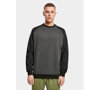 modernes Build Your Brand Herren Sweatshirt Rippbündchen 250 g/m² mit Baumwolle Grau/Schwarz XL