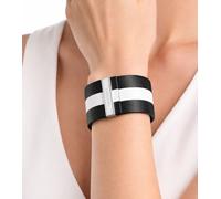 Modernes Calvin Klein Damen Echtleder-Armband mit breitem Kontraststreifen Arm-Schmuck Größe XS 15cm KJ9KBB0901 Schwarz/Weiß