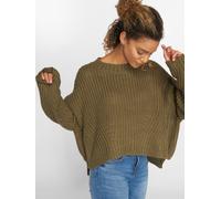 Rundhalspullover URBAN CLASSICS "Urban Classics Damen Ladies Wide Oversize Sweater", Damen, Gr. S, olive, 100% Polyacryl, unifarben, oversize, Rundhals, Pullover Rundhalspullover (65748557-S) olive