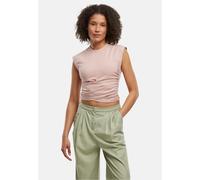 T-Shirt URBAN CLASSICS "Urban Classics Ladies Cropped Wrapped Top", Damen, Gr. L, powderrose, 95% Baumwolle, 5% Elasthan, unifarben, slim fit, Rundhals, Shirts T-Shirt (62012213-L) powderrose