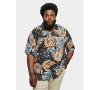 Urban Classics Herrenhemd Viscose AOP Resort Palmfront Kurzarm Schwarz S