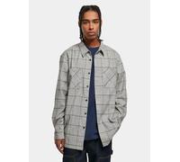 Langarmhemd URBAN CLASSICS "Urban Classics Herren Long Oversized Checked Greyish Shirt", Herren, Gr. M, US-Größen, grau, schwarz, 64% Polyester 34% Viskose 2% Elasthan, mehrfarbig, normal, Hemden (596
