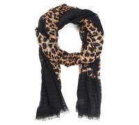 Modeschal "Aurea", Damen, braun, Viskose, COLLEZIONE ALESSANDRO, animal-print, Basic, Modetücher, mit Leopardenmuster und schwarzer Umrandung (24843542-0) braun