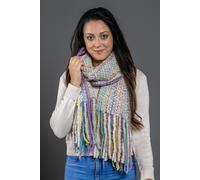 Modeschal "Chadia", Damen, beige, Polyacryl, COLLEZIONE ALESSANDRO, gestreift, Basic, Modetücher, grob gestrickt mit Fransen (27410112-0) beige