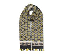 Modeschal HARPA, Damen, schwarz, gelb, Baumwolle, Rautenmuster, bedruckt, mehrfarbig, Modetücher, aus Baumwoll-Viskose-Mischung (37288217-0) schwarz, gelb