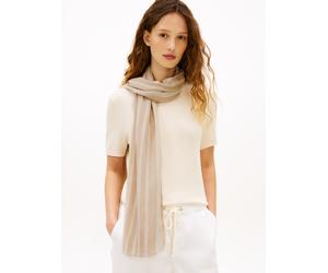 Modeschal TOMMY HILFIGER "ELEVATED CHIC", Damen, beige (classic beige), Web, Baumwollmischung, gestreift, Modetücher, Einheitsgröße (84077647-0) classic beige
