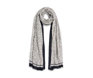 Modeschal TOMMY HILFIGER "TH MONOGRAM", Damen, weiß (space blau), Web, Baumwollmischung, Modetücher (27606808-0) space blau