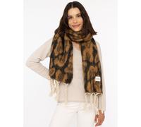 Modeschal ZWILLINGSHERZ ""Big Leo"", Damen, braun, Strick, Obermaterial: 100% Polyester, Modetücher, mit modischem Leomuster und Fransen (28979557-0) braun