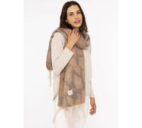 Modeschal ZWILLINGSHERZ ""Big Leo"", Damen, kaki, Strick, Obermaterial: 100% Polyester, Modetücher, mit modischem Leomuster und Fransen (75005529-0) kaki