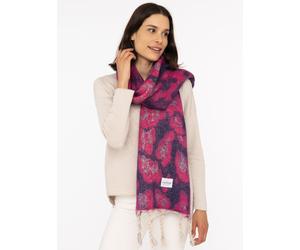 Modeschal ZWILLINGSHERZ "Big Leo", Damen, rosa (fuchsia), Strick, Obermaterial: 100% Polyester, Modetücher, mit modischem Leomuster und Fransen (19582310-0) fuchsia