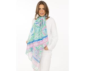 Modeschal ZWILLINGSHERZ "Paisley", Damen, bunt (mint), Kunstfaser, Modetücher, transparent, aquarell Print, Schriftzug (83168369-0) mint