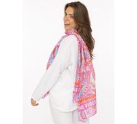 Modeschal ZWILLINGSHERZ "Paisley", Damen, bunt (pink), Kunstfaser, Modetücher, transparent, aquarell Print, Schriftzug (73890834-0) pink