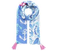 Modeschal ZWILLINGSHERZ "Schal "Moin Anker"", Damen, blau (mittelblau), Obermaterial: 100% Viskose, modisch, Modetücher, mit maritimen Muster und Moin Schriftzug (11808726-0) mittelblau