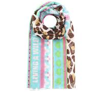 Modeschal ZWILLINGSHERZ ""Wild Life"", Damen, blau (türkis), Web, Baumwollmischung, gemustert, modisch, Modetücher, mit buntem Leomuster (23013662-0) türkis