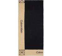 Modetuch CALVIN KLEIN "LINEN BLEND EMBLEM PAREO SCARF", Damen, schwarz, incense, Web, Materialmix, unifarben, Modetücher, Mit Farbkontrasten (45658268-0) schwarz, incense
