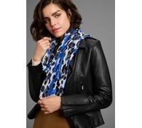 Modetuch LAURA SCOTT, Damen, beige (beige, royalblau), Web, Obermaterial: 100% Polyester, gemustert, Modetücher, in Schalform mit trendigem Leo-Allover- & leuchtendem Schriftzug - NEW (15716405-0) bei