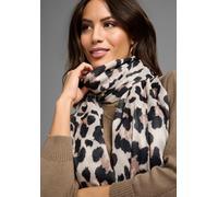 Modetuch LAURA SCOTT, Damen, braun (creme, braun), Web, Obermaterial: 100% Polyester, Animalmuster, animal-print, bedruckt, gemustert, leicht durchscheinend, leicht transparent, Modetücher Modetuch, m
