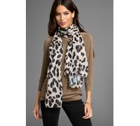 Modetuch LAURA SCOTT, Damen, braun (creme, braun), Web, Polyester, bedruckt, gemustert, leicht durchscheinend, leicht transparent, Modetücher, mit trendigem Leopard-Alloverdruck (14616555-0) creme, br