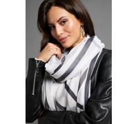 Modetuch LAURA SCOTT, Damen, schwarz-weiß (weiß, schwarz), Web, Polyester, bedruckt, grafisches Muster, leicht durchscheinend, leicht transparent, Modetücher, 180x100cm als Schal-Tuch oder 3-Eckstuch 