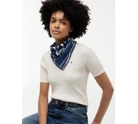Modetuch TOMMY HILFIGER "TOMMY SCRIPT SILK SQUARE", Damen, yale navy, Web, Seide, Modetücher (71789843-0) yale navy