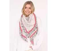 Modetuch ZWILLINGSHERZ "Dreieckstuch BW "Angry Leo"", Damen, orange (grau koralle), Strick, Obermaterial: 50% Baumwolle, 50% Polyacryl, Animalmuster, mehrfarbig, Modetücher, mit Leo-Kopf und auffällig