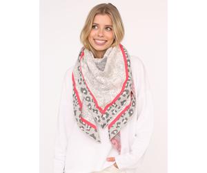 Modetuch ZWILLINGSHERZ "Dreieckstuch BW "Angry Leo", Damen, orange (grau koralle), Strick, Obermaterial: 50% Baumwolle, 50% Polyacryl, mehrfarbig, Modetücher, mit Leo-Kopf und auffälligem Leo Muster (