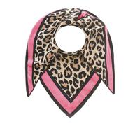 Modetuch ZWILLINGSHERZ "Dreieckstuch BW "Leo Rand", Damen, beige, Obermaterial: 50% Baumwolle, 50% Polyacryl, Modetücher Modetuch, Leo mit pinker Lante (99278014-0)