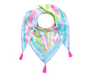 Modetuch ZWILLINGSHERZ "Summer Flower Art", Damen, bunt (mehrfarbig), Obermaterial: 100% Viskose, Modetücher, mit Blumenmuster, Schrift und Tasseln (41445127-0) mehrfarbig