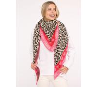 Modetuch ZWILLINGSHERZ "verbindet Leomuster mit Herzen und Schrift", Damen, pink, Obermaterial: 50% Baumwolle, 50% Polyester, Modetücher (20905060-0) pink