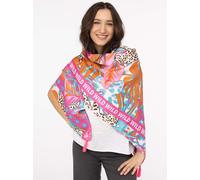 Modetuch ZWILLINGSHERZ "Viereck "Wild Dschungel"", Damen, bunt, Obermaterial: 100% Viskose, modisch, Modetücher, mit Leoparden und Tasseln (51903605-0) bunt