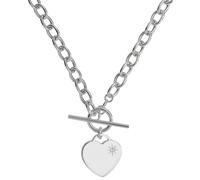 Modische 925 Sterling Silber Herz Damen - Halskette mit Zirkonia - 43.2cm, 20 Gramm