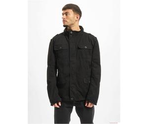 modische Brandit Britannia Feldjacke Herren Baumwoll-Jacke mit Stehkragen und Kapuze B3116 Schwarz 5XL