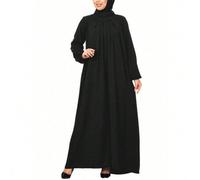 Modische Damen Casual Retro einfarbige Rundhals lange lose muslimische Robe, würdevoll und angemessen