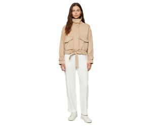 modische Damen Twill-Jacke nachhaltige Baumwoll-Jacke mit Taschen 920758 Beige 50