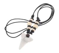 Modische Hai Halskette mit Haizahn Anhänger Verstellbar für Damen Herren | Retro Boho Stil, Kunstharz Holzperlen, Surfer Schmuck für Strand und Abenteuer