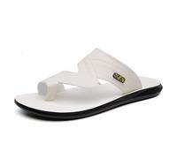 Modische Herren-Sandalen Mit Rutschfester Sohle Und Korrekturfunktion Leder-Sandalen Für Ballenzehen, Atmungsaktive Weiche Strapazierfähige Sommer-Flip-Flops, Bei Plantarfasziitis(White,47 EU)