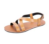 Modische Herren-Sandalen, Sommer, wildes Rom, flach, Vintage, legere Schnalle, Größe 42, braun, 41 1/3 EU