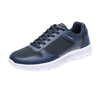 Modische Herren-Sportschuhe, Netzstoff, Bergsteigen, Freizeit, Schnürung, einfarbig, atmungsaktiv, weiche Unterseite, Herren-Sneaker, blau, 40 2/3 EU