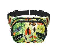 Modische Hüfttasche mit Aquarell-Insekten, Unisex, Kuriertasche, modische Reise-Hüfttasche, Schwarz, Einheitsgröße