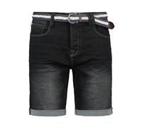 Modische Jeans Bermudas mit geflochtenem Gürtel und umgeschlagenem Saum