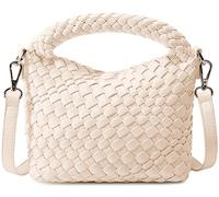 Modische kleine gewebte Tasche für Damen, handgefertigte Mini-Hobo-Tragetasche, Crossbody-Tasche, Handtasche, Reisen, Sommer, Strandtasche, Beige, Small